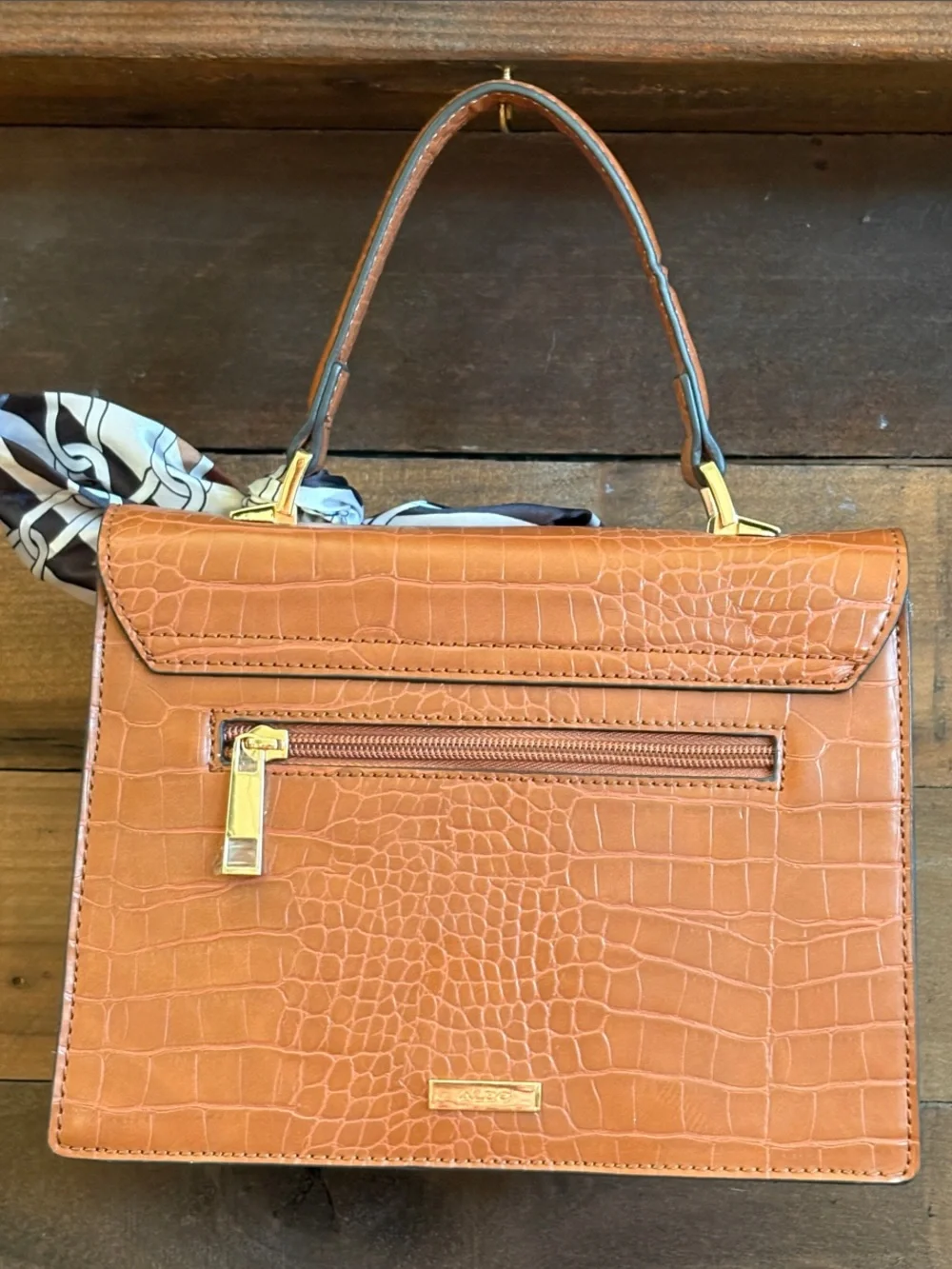 Aldo Glenda Croc Embossed Satchel + Matching Scarf NWOT - Picture 3 of 3